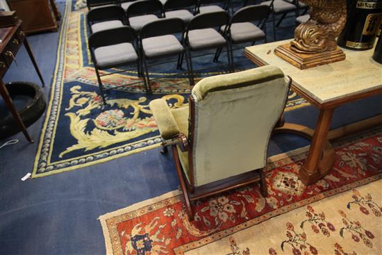 A Victorian Reformed Gothic walnut and marquetry Reclining Chair, designed by Charles Bevan, c.1865, under licence to Marsh, Jones &